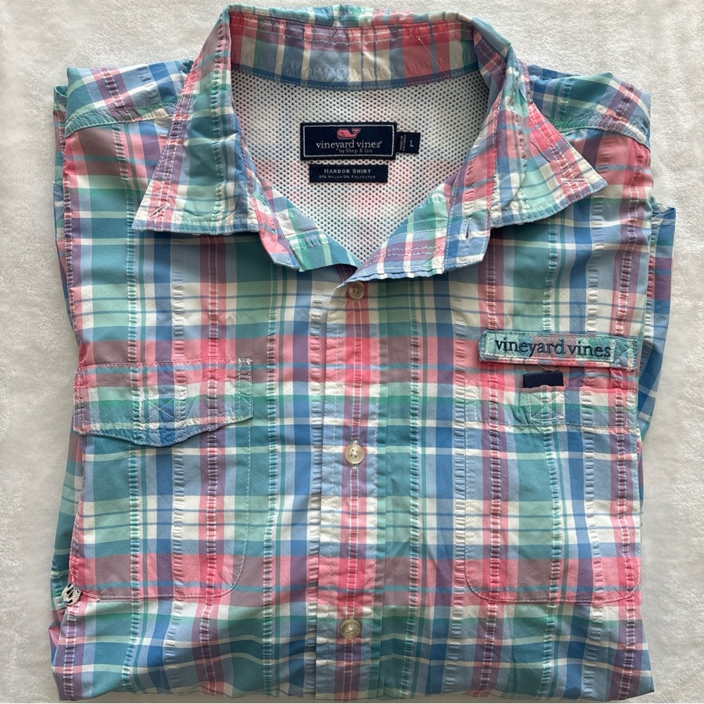 Vineyard Vines Men's Large Harbor Multicolor Long Sleeve Plaid Shirt